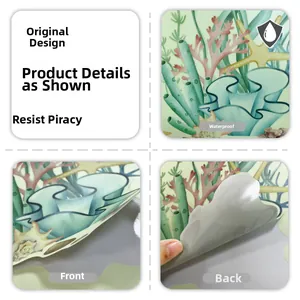 Macro detail of waterproof ocean coral wall stickers with self-adhesive backing