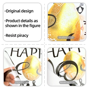 Waterproof Easter bunny and egg wall stickers with double-sided gold pattern design
