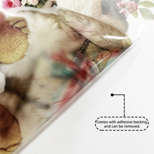 Detail showing the self-adhesive backing of the Easter bunny and floral wall sticker
