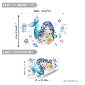 Adesivi per WC luminosi sirena e medusa blu per la decorazione del bagno moderno