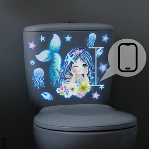 Adesivi fosforescenti a forma di sirena e medusa per pareti e decorazione bagno
