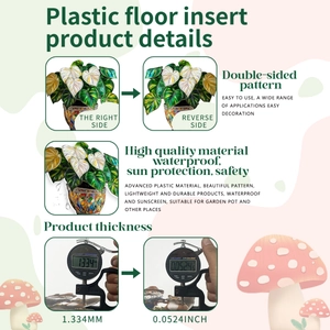 Detail of 1.3mm thick waterproof double-sided PVC garden stake with plant design