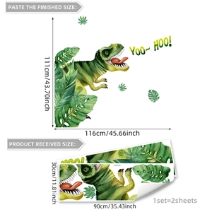 T-Rex wall decal dimensions and application layout guide for kids bedroom decor
