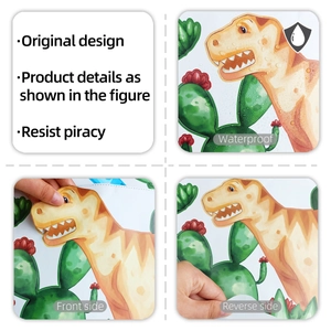 Waterproof cartoon dinosaur wall stickers detail showing watercolor texture and adhesive layer