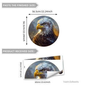 Creative eagle head round wall sticker decoration for living room and study 56.5cm