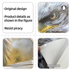 Detailed macro view showing the waterproof PVC eagle wall sticker with self-adhesive backing
