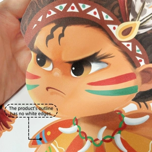 Close-up of Moana-style tribal cartoon sticker showing premium borderless cutting detail