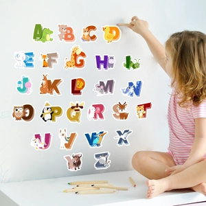 Detail of 26 alphabet animal wall stickers for kids room decor and early learning