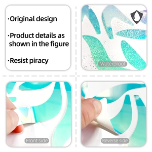 Close-up of waterproof luminous bunny ear wall sticker with cyan laser gradient texture
