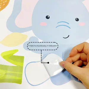 Close-up showing thin transparent animal wall sticker peeling off without white edges
