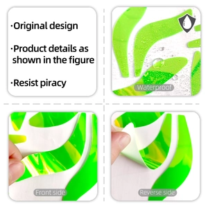 Waterproof luminous cartoon rabbit switch sticker showing front and back peeling details