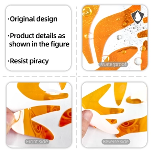 Waterproof glossy orange rabbit ear wall stickers showing front and back material