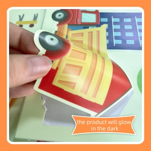 Glow in the dark cartoon car and excavator wall stickers for children room decoration
