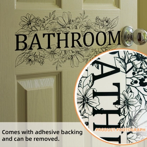 Detail der Badezimmer-Wandtattoo mit Blumenmuster, selbstklebend und wieder ablösbar