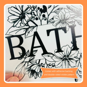 Minimalistischer BATH Blumenaufkleber mit doppelseitigem Design für das Badezimmer