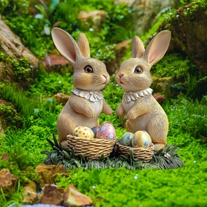 Easter Bunny Garden Stakes PVC Decorative Yard Signs Waterproof Double Sided Flat Rabbit Ground Insert Ornaments