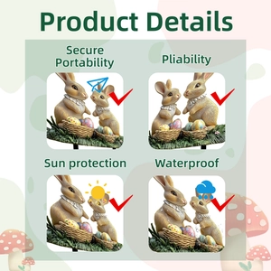 Waterproof and sun-proof PVC rabbit garden stakes with colorful Easter egg basket details