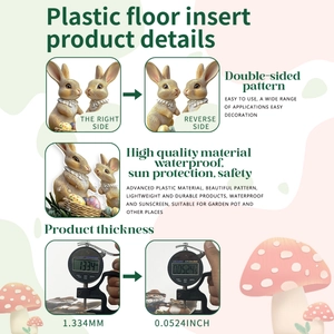 Detailed view of 1.33mm thick waterproof double-sided rabbit garden stake for Easter décor