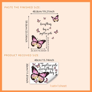 Inspirational quotes and butterfly wall stickers with positive side text home decor