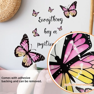Self-adhesive butterfly wall stickers with inspirational quotes for home decor