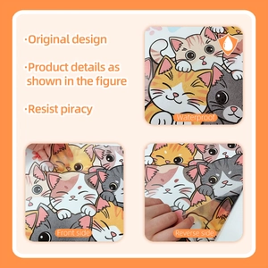 Detail showing waterproof cartoon cat wall stickers with double-sided original design