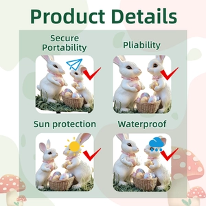 Detail of durable resin Easter bunny garden stakes featuring sun and water protection