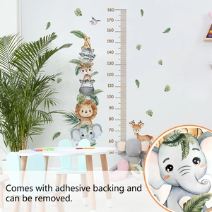 Animal forest growth chart wall sticker for kids room decor with 60-180cm scale