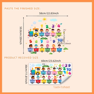 Wandsticker mit buntem Kinder-Zug und Zahlen für das Kinderzimmer und Kindergarten