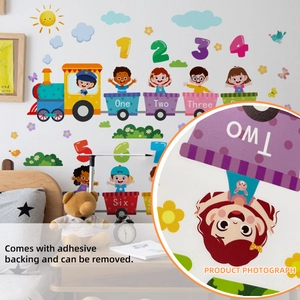 Niedliche Zeichentrick-Zahlenzug-Wandaufkleber für Kinderzimmer und Spielzimmerdeko