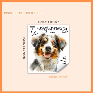 30x35cm watercolor Australian Shepherd window sticker with static cling for home decoration