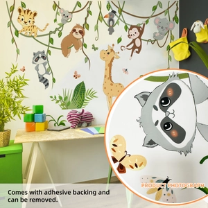 Removable cartoon forest animals wall decals with giraffe and koala for nursery decor
