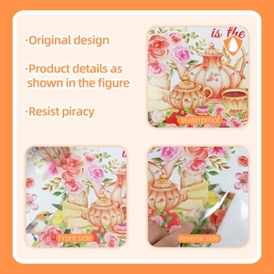Détail de l'autocollant mural cuisine fleurs imperméable avec dos adhésif facile à décoller