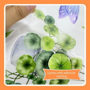 Peeling vine plant and purple butterfly wall sticker with adhesive backing for room decor