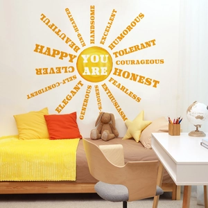 Inspirierender Sonnen-Wandsticker mit Text für Kinderzimmer-Wanddekoration
