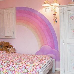 Large Macaron Rainbow And Clouds Wall Sticker For Kids Room Girls Bedroom PVC Self Adhesive Decorative Waterproof Wall Decal