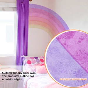 Pink cloud and rainbow wall stickers for girl's room decor with transparent edges