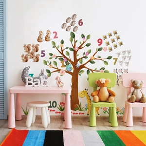 Adesivi murali con animali e numeri da 1 a 10 per decoro cameretta dei bambini