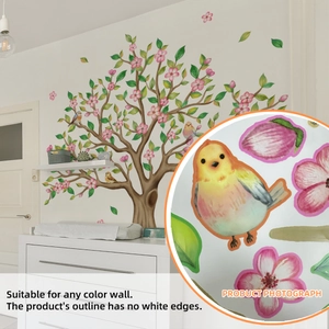 Grands autocollants muraux créatifs d'arbres et d'oiseaux pour décoration de salon moderne