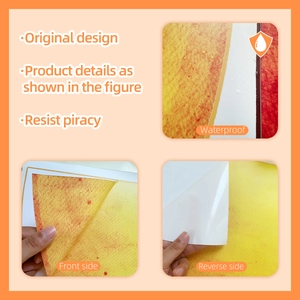 Macro detail of waterproof rainbow wall sticker showing textured front and adhesive reverse side