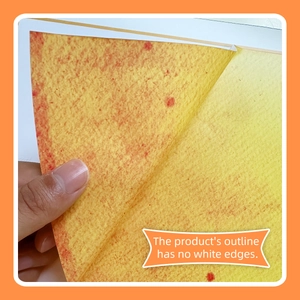 Macro detail of peelable orange wall sticker with fine matte texture and no white edges
