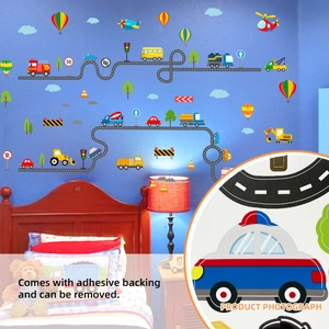 Stickers muraux transport avec voitures et avions pour la décoration de chambre d'enfant