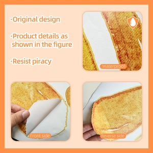 Detail of waterproof watercolor sun and rainbow wall sticker with original design texture