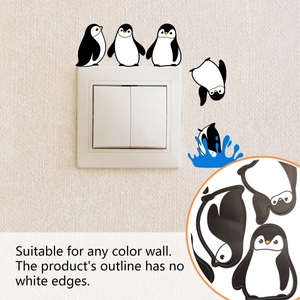 Close-up of penguin wall sticker showing high-quality texture and no-white-edge design
