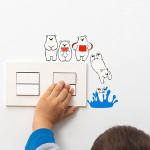 Cartoon polar bear wall stickers for light switch decoration in children rooms