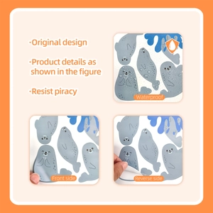 Waterproof cartoon seal decorative wall stickers with original design and self-adhesive back
