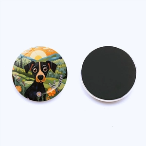 Magnets de réfrigérateur artistiques en verre cristal avec motif de chien pour déco 25mm