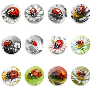 Crystal Glass Ladybug Fridge Magnets Decorative Round Refrigerator Whiteboard Magnetic Stickers Home Kitchen Office Wall Decor