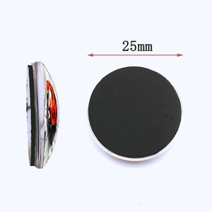 Round ladybug crystal glass refrigerator magnet with magnetic base, 25mm diameter