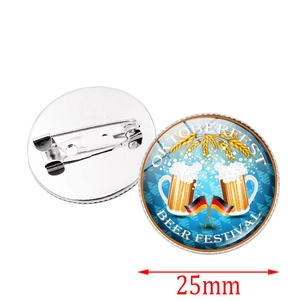 Badge Oktoberfest 25mm avec motifs de bière et drapeau allemand, vues avant et arrière