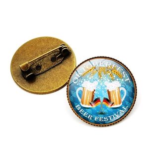 Broche De Fête De La Bière Oktoberfest Épingle Alliage Verre Cabochon Badge Thème Allemand Bijoux Décoration